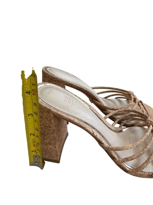 PAIGE Cork Finish Strappy Sandals Heels Size 6.5 - Image 5