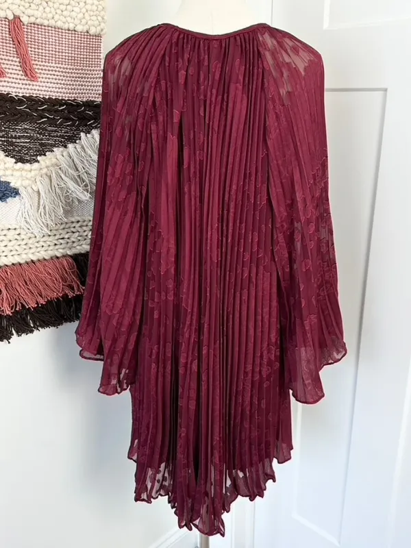 Anthropologie Toulon Pleated Dress Plum Size S NWT - Image 7
