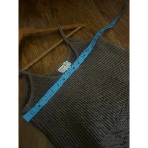 TRANSIT PAR SUCH Taupe Midi Sweater Slip Dress Size 1 MINIMALIST Comfy Cozy S - Image 5