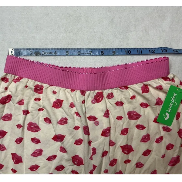 Honeydew Intimates Sugar Sweetheart Pajama Set Beso Lips Gray Pink Medium‎ - Image 10
