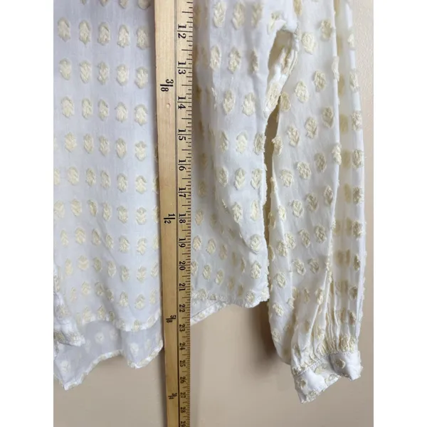 Anthropologie Pilcro Tavi Textured Blouse S Button Down Ivory Boho - Image 10