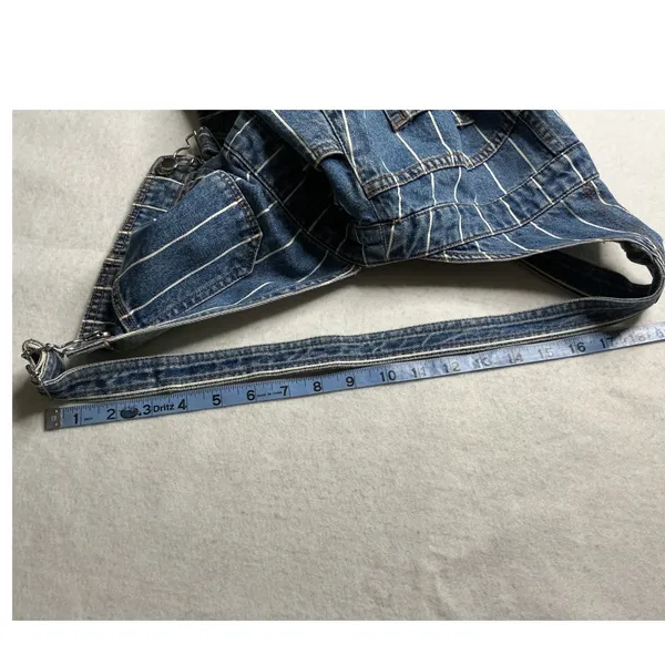 H&M Divided Women Blue Striped Denim Overall Skirt Dress Size 6 - Image 7