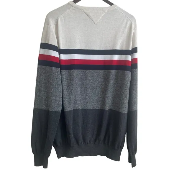 Tommy Hilfiger Adult Sweater XL Multicolor Striped Sporty Long Sleeve Preppy‎ - Image 2