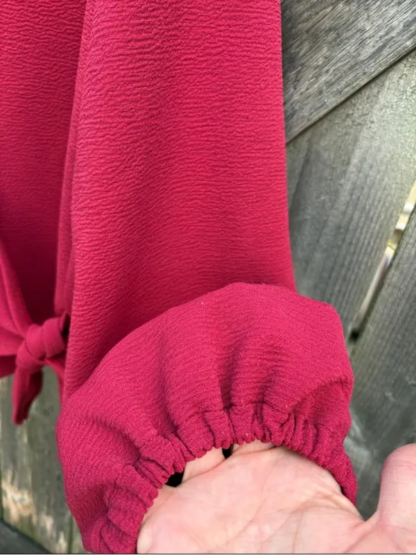 NWT Madewell Crepe Side Tie Wrap Top Crimson Size XL - Image 7