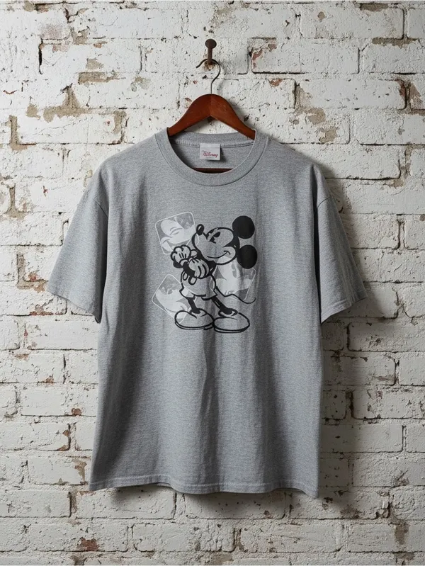 Vintage Disney Store Mickey Mouse Sketch Graphic Tee XL Made in USA Grey - Image 2