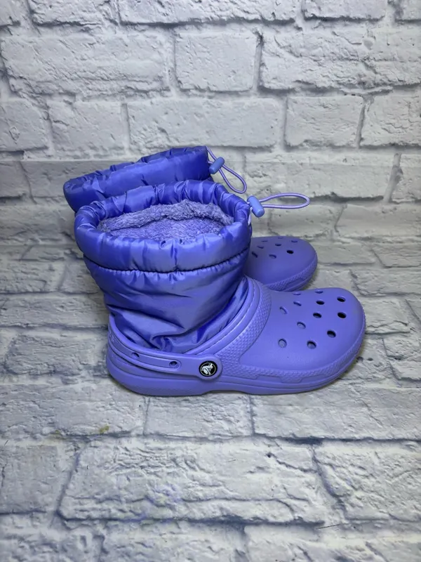 Crocs Classic Lined Neo Puff Snow Boots Purple Faux Fur Insulated M5/W7 - Image 3