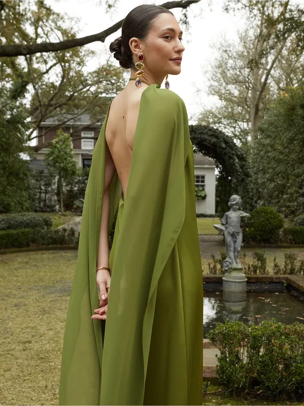 NWT Few Moda Alessia Dress size Large L Clover Green maxi halter o.p.t - Image 3