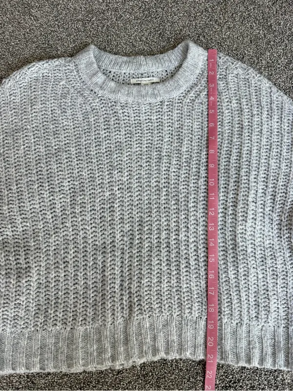 American Eagle Gray Chunky Knit Oversized Crewneck Sweater Women’s M - Image 5