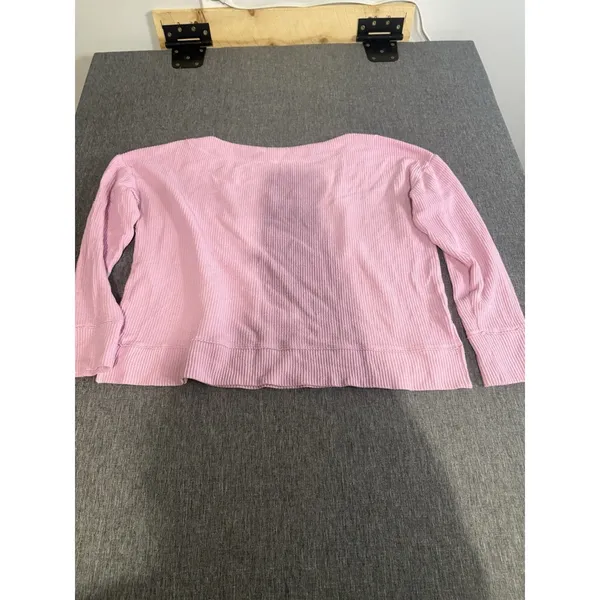 Anthropologie Daily Practice Waffle Knit Slightly Cropped Pink Long Sleeve Sz S - Image 8