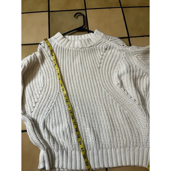 7 For All Mankind Chunky Sweater Sz XL Minimal White Zippers Boho Coastal Summer - Image 11