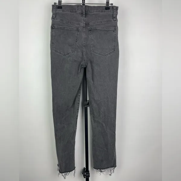 Madewell Washed Gray Stovepipe Raw Hem Cropped‎ Jeans - Image 6