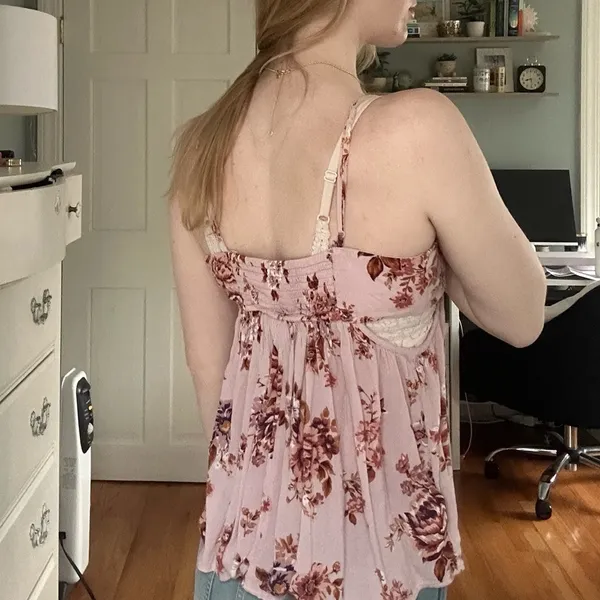 American Eagle Floral Pink Babydoll tank top - Image 2