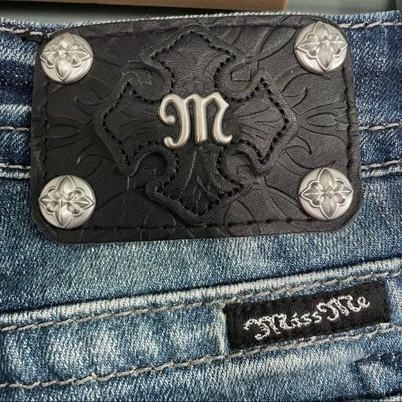 Miss Me Jeans FDL Easy Straight Dark Wash Rhinestone Bling Pockets Size 26 | 2 - Image 11