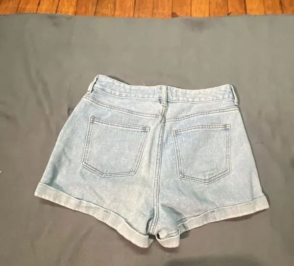 Pacsun Mom Shorts Womens 28 Blue Light Wash Denim Cotton Hi-Rise Zip Fly Button - Image 5