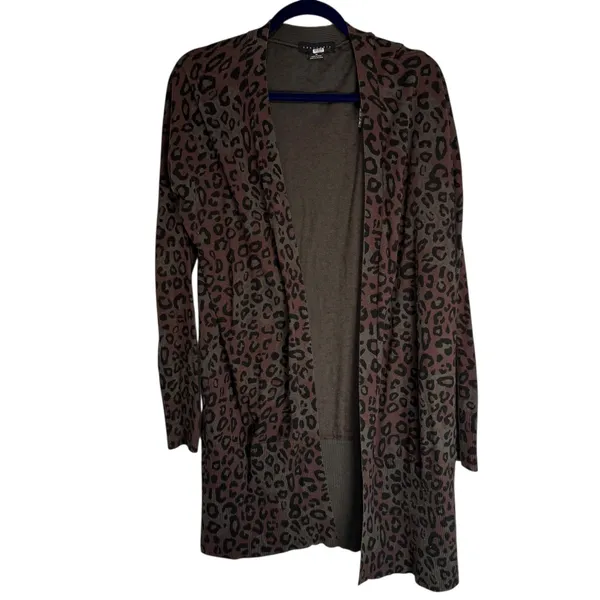 Sanctuary Leopard Print Longline Cardigan Sweater Olive Brown‎ Women's M - Image 9