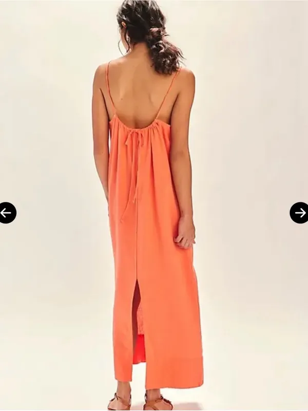Free People Free-est Aspen Linen Midi Dress - small, fresh coral - Image 2
