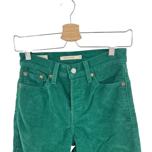 Levi's Wedgie Straight Fit Corduroy‎ Pants Green Size 24 - Image 4