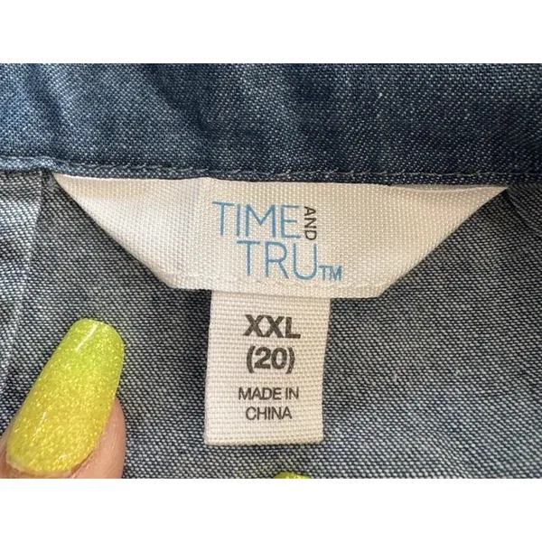 Time and Tru Chambray Blazer Jacket NWT Size XXL 20 Plus Size Light Blue - Image 6
