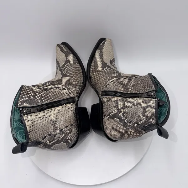 Corral A3655 Genuine Exotic Python Snip Toe Western Ankle Boots Size 7.5 B Taupe - Image 4
