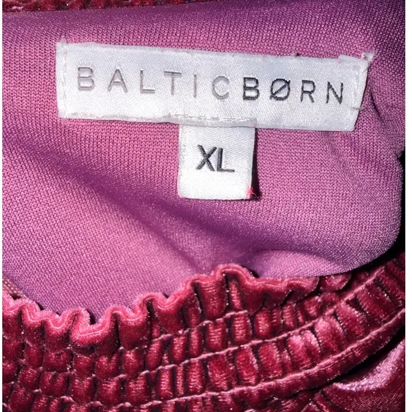 Baltic Born Plum Velvet Smocked High Neck Mini Dress Long Sleeve Womens XL - Image 3