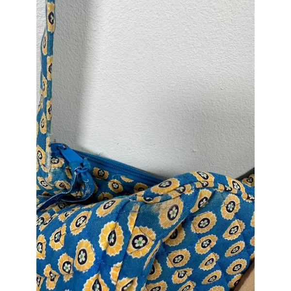 Vera Bradley Floral Shoulder‎ Bag Yellow Blue Zip Pockets Adjustable - Image 7