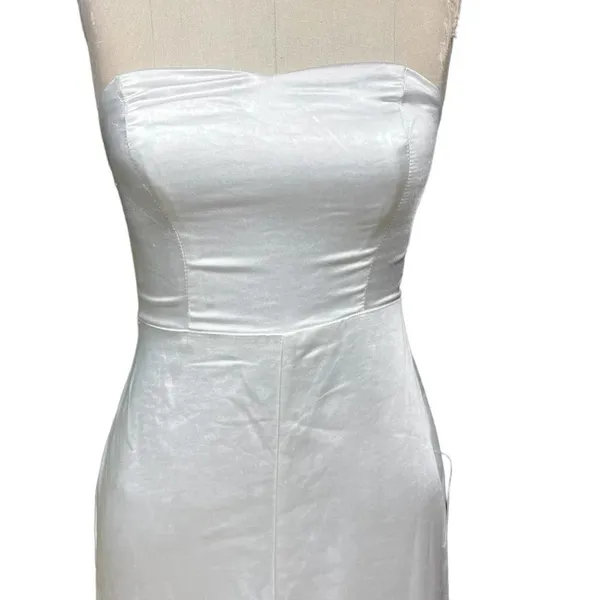 Lulus Eternal Infatuation White Satin Strapless Maxi‎ Dress Size XS - Image 4