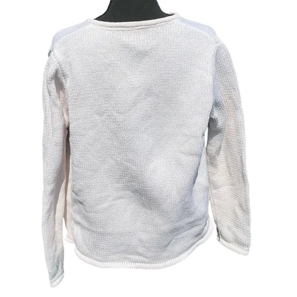 LL Bean Womens Cream White Cotton Shaker Stitch Cardigan Sweater Medium 245208 - Image 3