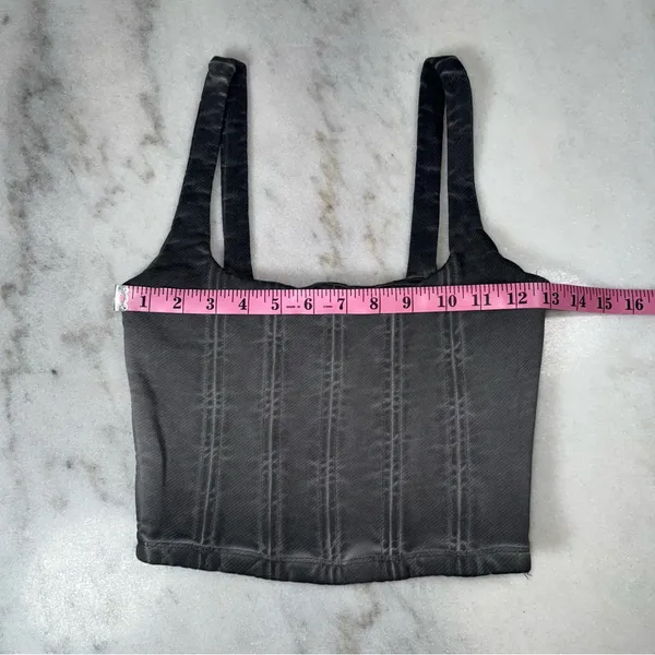 Zara Charcoal Washed Denim Corset Crop Top Structured Bustier Cotton Wmns Small - Image 11
