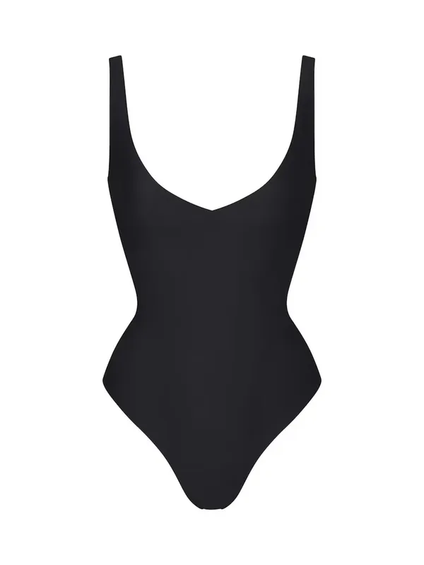 SKIMS $88 NWT UNLINED PLUNGE THONG BODYSUIT in Onyx black L - Image 4