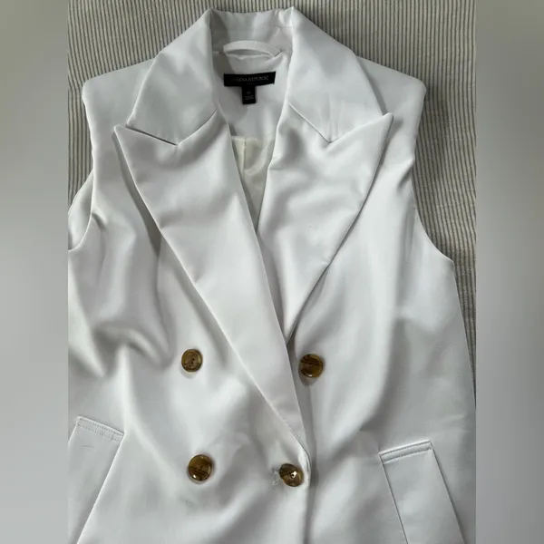 Banana Republic White Sleeveless Blazer Vest - Image 3