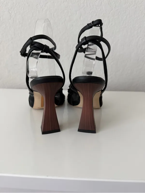 Sam Edelman Black CANDICE Woven Ankle-Tie Heel Sandals size 8 - Image 7