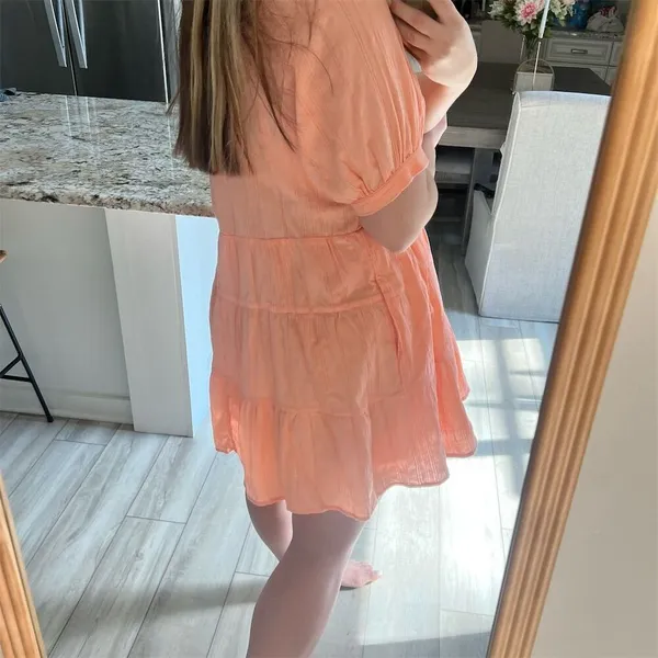 Universal Threads Women's Babydoll Dress Peach Size L Short Sleeve V-Neck… - Image 5