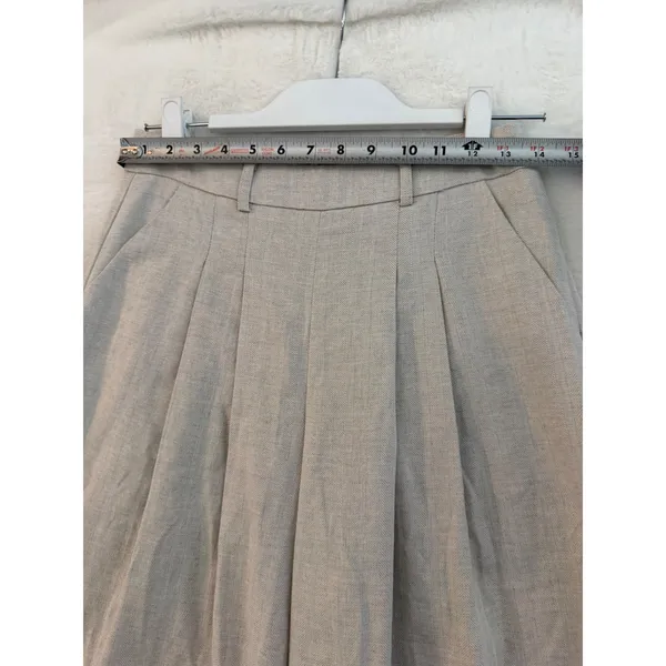 Commense NWT Herringbone Wide Leg Pants Women Small Beige Linen Blend Pleated S - Image 4