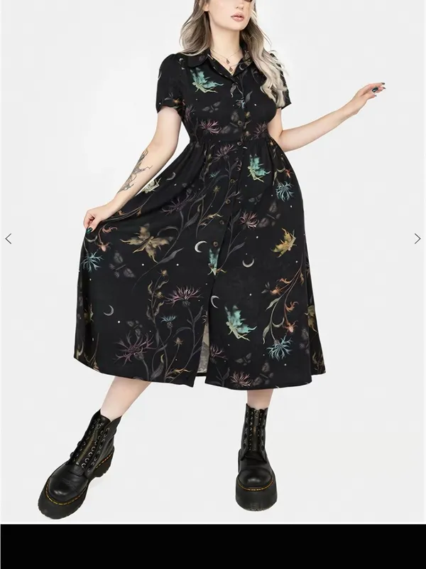 Disturbia Rosanella Floral Print Midi Shirt Dress, US6 - Image 2