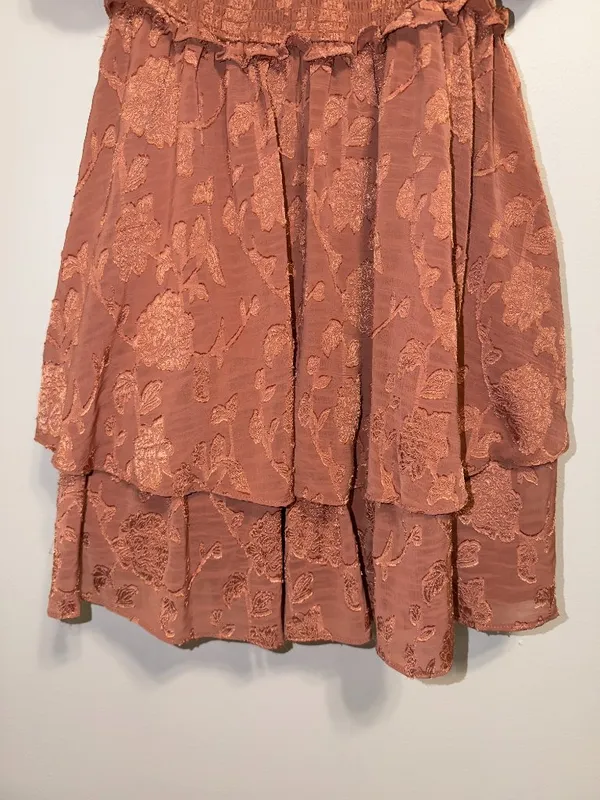 Altar'd State Lace Smocked Puff Sleeve Tiered Mini Dress XL Boho - Image 5
