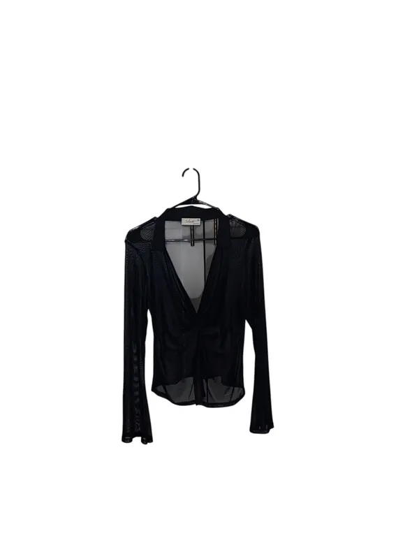 Skönhet Sheer Mesh Flare sleeve Cuff Low-Cut Cover Up Top whimsigoth y2k 90s - Image 7