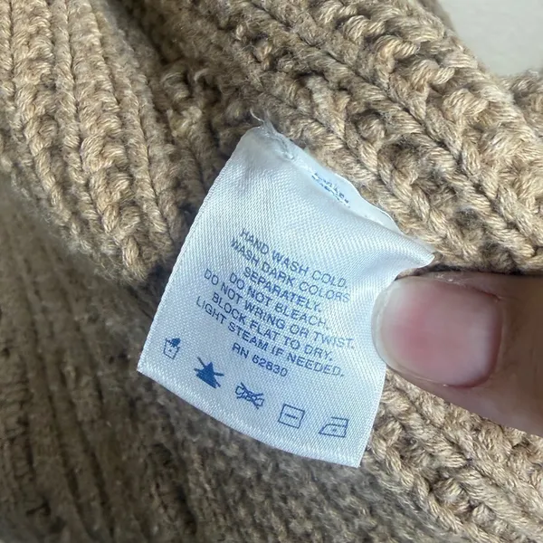 Lands End Womens M 10-12 Tan Cable Knit Cotton Full Zip Cardigan Sweater - Image 6