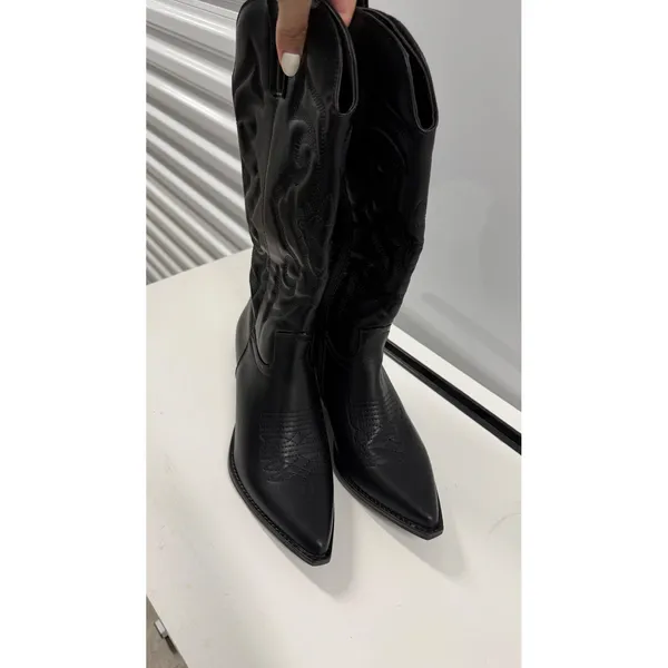 Top Moda Elk-1 Black Western Cowboy Boots Pointed Toe Side Zip Womens size 6.5 - Image 3