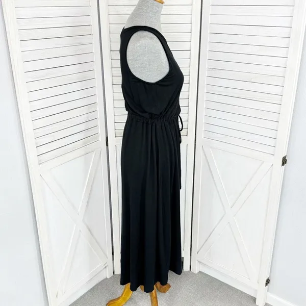 The Limited Signature Drawstring Waist Midi Sundress‎ Black Medium Knit - Image 4