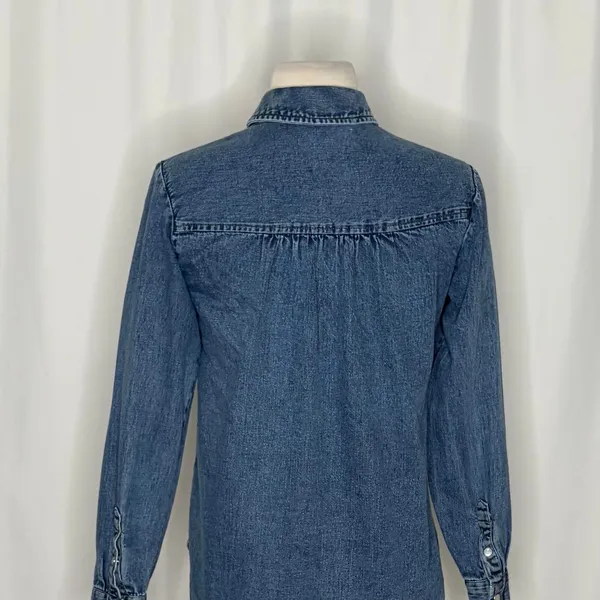 Anthropologie PILCRO Dannie Classic Denim Shirt Western Snap Puff Sleeve XXS - Image 10