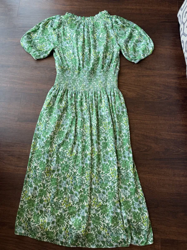 J Crew Smocked-waist featherweight satin dress in tossed floral - Image 3