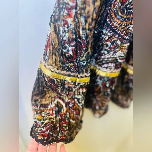 Chandry Kc Boho Velvet Animal Print Midi Skirt Nwt! Fall Style - Image 4