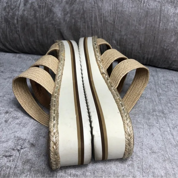 Universal Threads Beige 3 Textile Strap Platform Wedge Sandals 9.5 Espadrille - Image 5