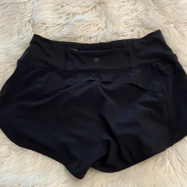 Athleta Shorts size S inseam 3” waist 30” flat elastic color black small pocket - Image 5