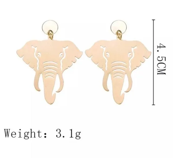 Gold Tone Elephant Thin Metal Pendant Big Hook Earrings University of Alabama - Image 4