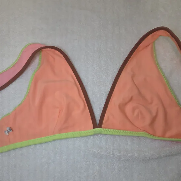 Aerie Swimwear Scoop Triangle Bikini Top Adjustable Hook Closure Peach Medium - Image 4