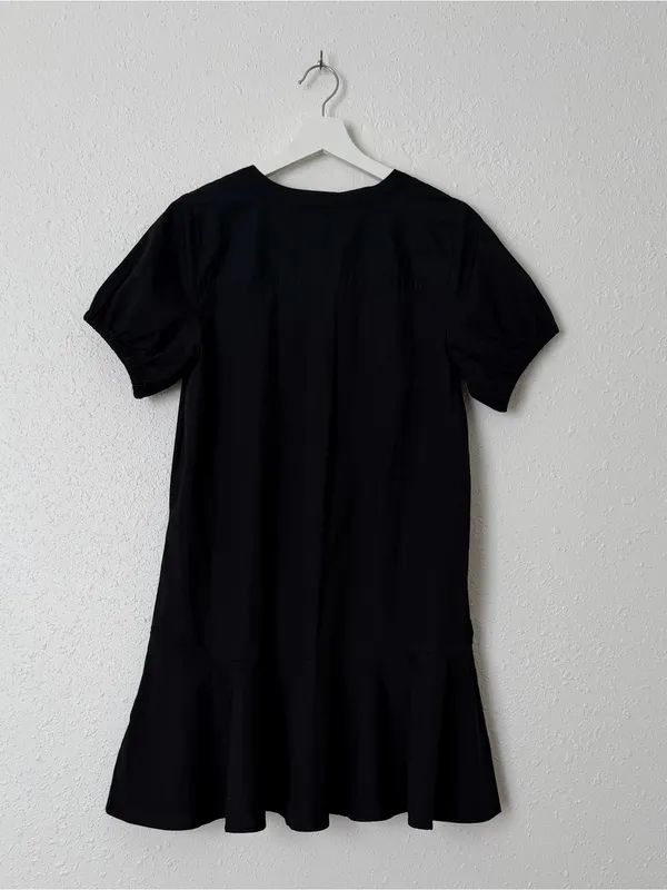 NWT J.Crew Black Cotton Drop Waist Mini Dress 6 - Image 4