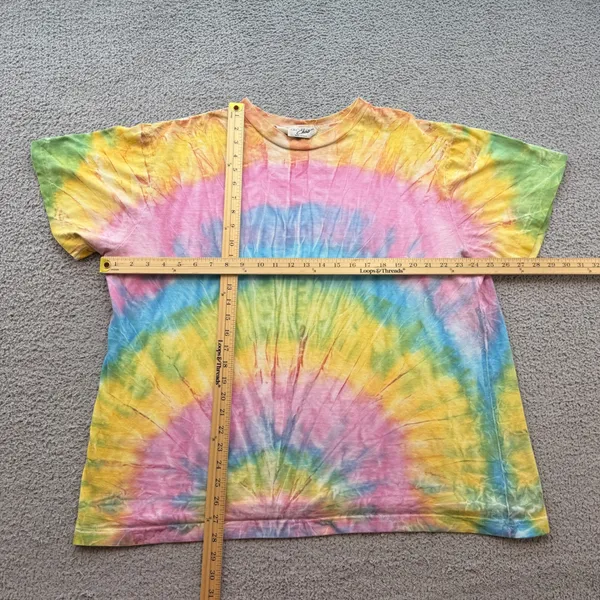 Vintage Oh Chas Rainbow Tie Dye T-Shirt 1X Made in USA Single Stitch 90s Boho - Image 2