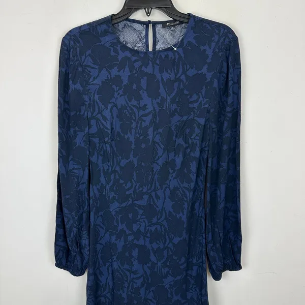 NEW Madewell Puff Sleeve Flare Mini Dress Alexis Floral Navy Viscose US 8 - Image 8
