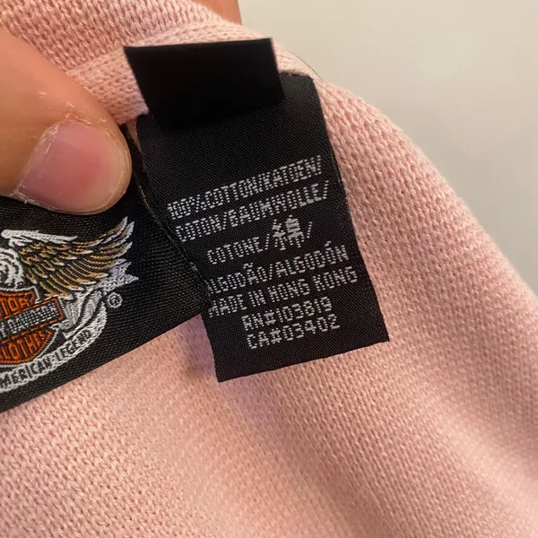 Light Pink Harley Davidson Knit Sweater Jacket Rhinestone Button Sleeve Zip - Image 9